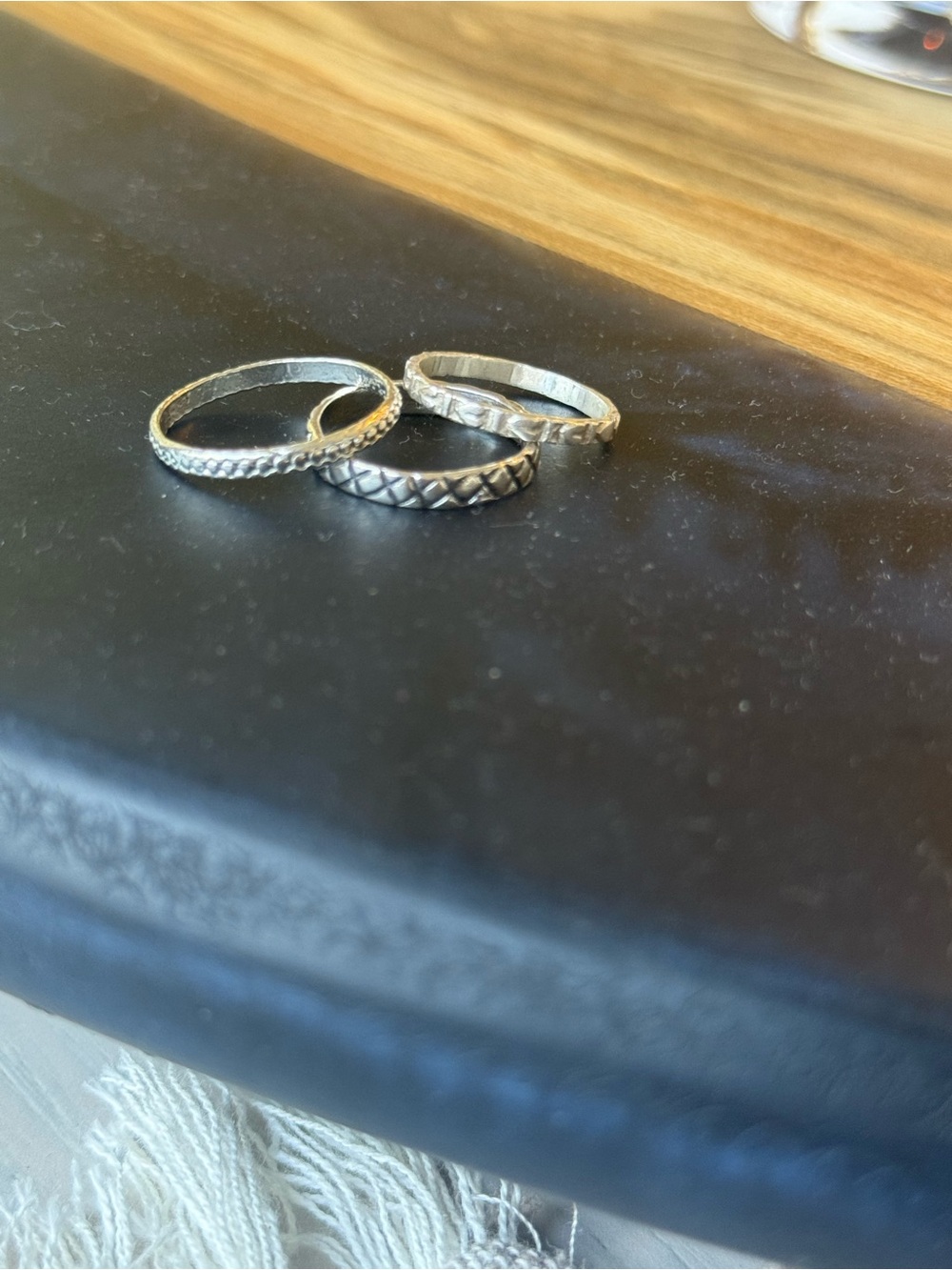 Silver Textured 3 Ring Set - Picture 9 of 9